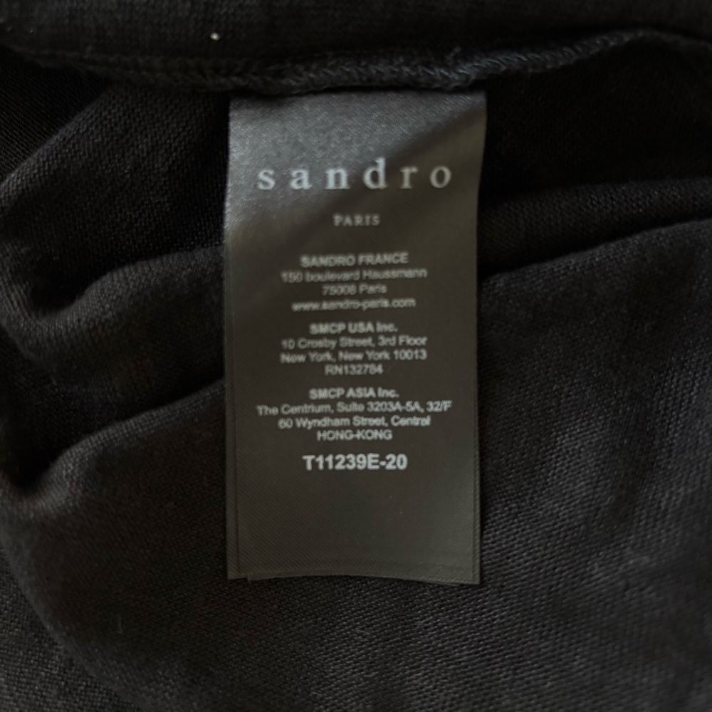 Sandro Paris Tango Lace Back Tank Top Noir Black Linen Blend T11239E Size 3 - Picture 9 of 10